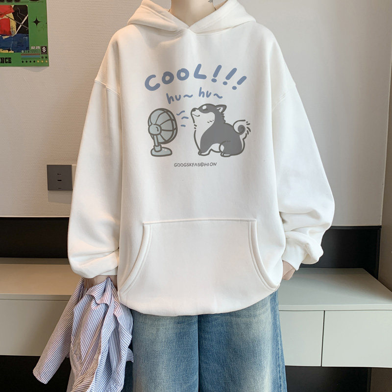 Registered/Autumn and winter interior view new cartoon hooded sweatshirt men's loose jacket
