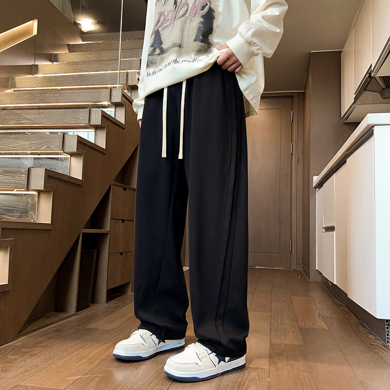 Autumn new Hong Kong style men's high quality straight sweatpants casual pants for men