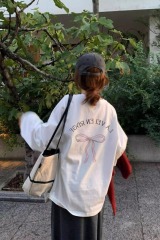 Pure cotton printed autumn loose long-sleeved T-shirt women's tops