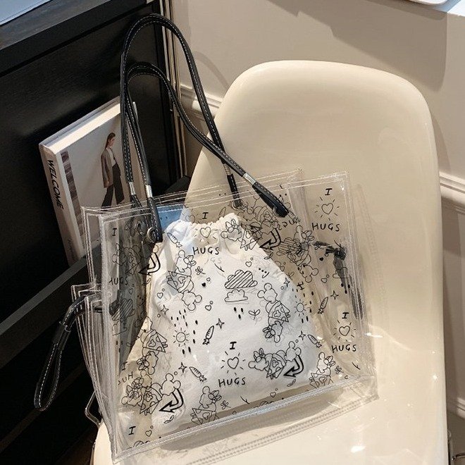 New foreign trade cross-border entity wholesale transparent bag shoulder bag women's bag large capacity casual mother-in-law jelly bag