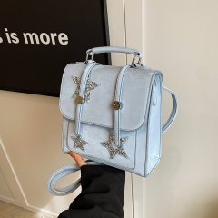 2024 New Shiny Star Silver Backpack Korean Style Crossbody Fashion Casual Women’s Backpack Versatile