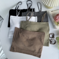 Actual shot and real price. Versatile Korean style camisole, slimming, inner wear and outer wear, bottoming bandeau top with breast pads.