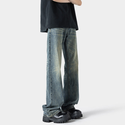 Autumn New Shadowless Wall Large Size American Micro-Large Washed Jeans