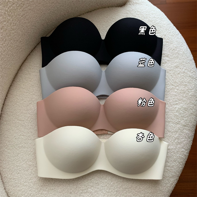 Ready-made, real-price, strapless, small-breasted girl's push-up non-slip seamless underwear, beautiful back bra