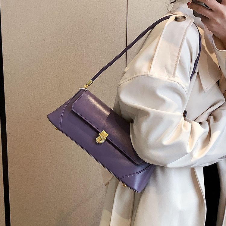 Armpit bag retro niche design high-end solid color one-shoulder hand-held genuine leather women's bag spring and summer versatile shoulder bag