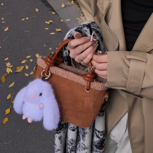 Fresh and Cute Plush Handbag Women's 2024 Autumn and Winter New Style Western Style Versatile Shoulder Bag High-end Crossbody Bag