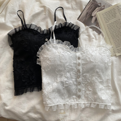 Real-priced sexy lace camisole for women to wear inside and outside, with a beautiful back, tube top, sleeveless short top