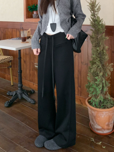 Velvet thickened wide leg pants women's drapey loose pants 2024 new casual pants floor mopping pants