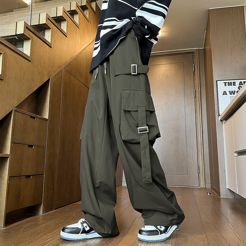 Autumn new large size American heavy work casual loose straight trousers