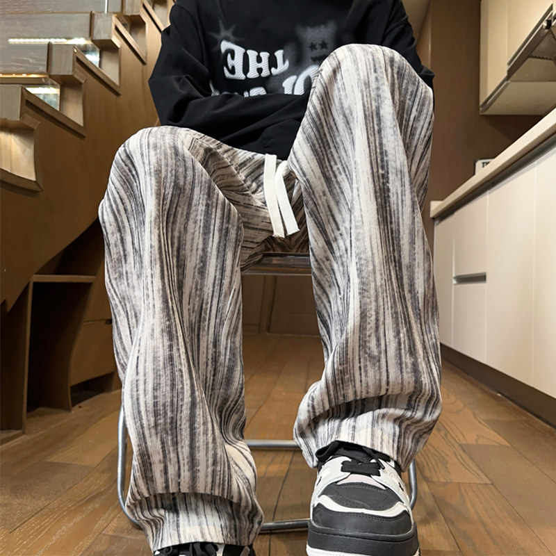 Autumn new casual pants men's corduroy tie-dye floor-length loose trousers