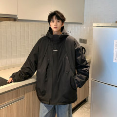 Hong Kong style two-way loose-fitting jacket, cotton-padded workwear jacket, versatile off-shoulder simple top jacket