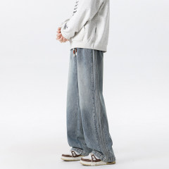 Straight-leg jeans, loose American vibe trendy drawstring patchwork pants