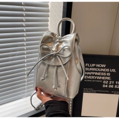 Korean style niche pleated ballet style backpack 2024 new trendy niche design sweet small backpack versatile women's bag