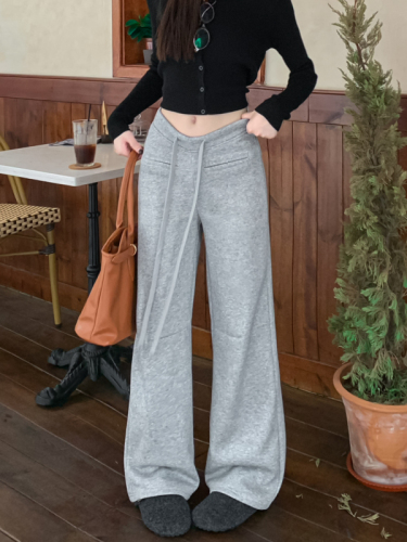 Velvet thickened wide leg pants women's drapey loose pants new style casual pants floor mopping trousers
