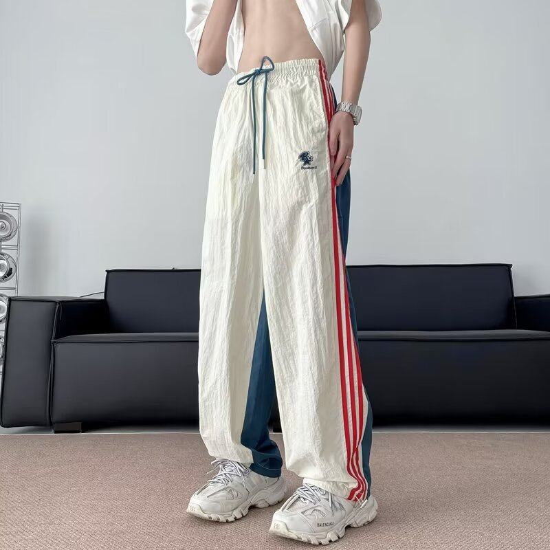 National style hip-hop overalls for men and women spring and summer high street jazz dance straight embroidered sports trousers
