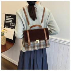 Cross-border British College Style Backpack Women's 2024 Winter New Portable Briefcase Large Capacity Backpack