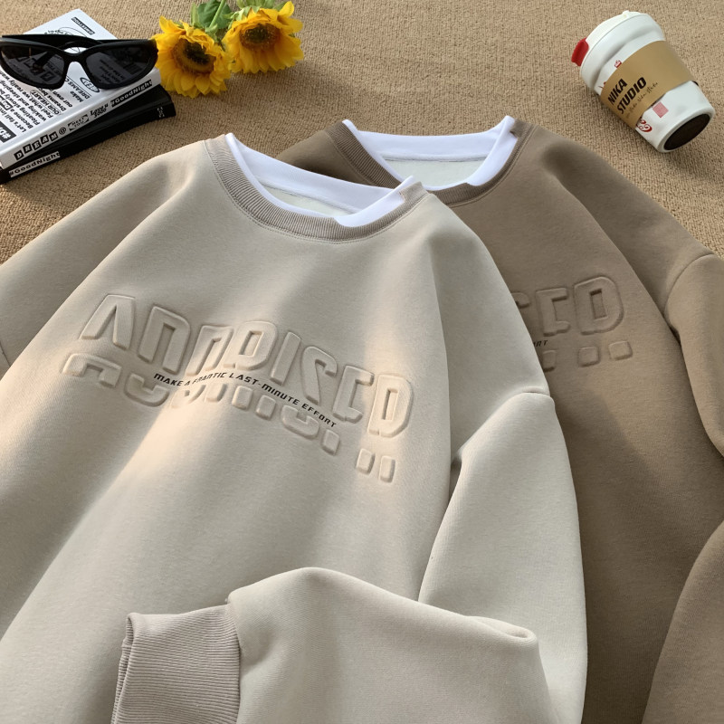Fake two-piece autumn and winter heavyweight high-quality sweatshirts