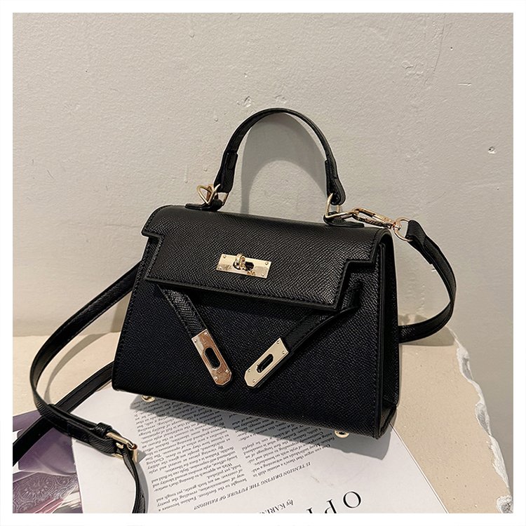 Textured lock buckle portable small square bag for women new versatile classic shoulder crossbody bag PU fashion Kelly bag