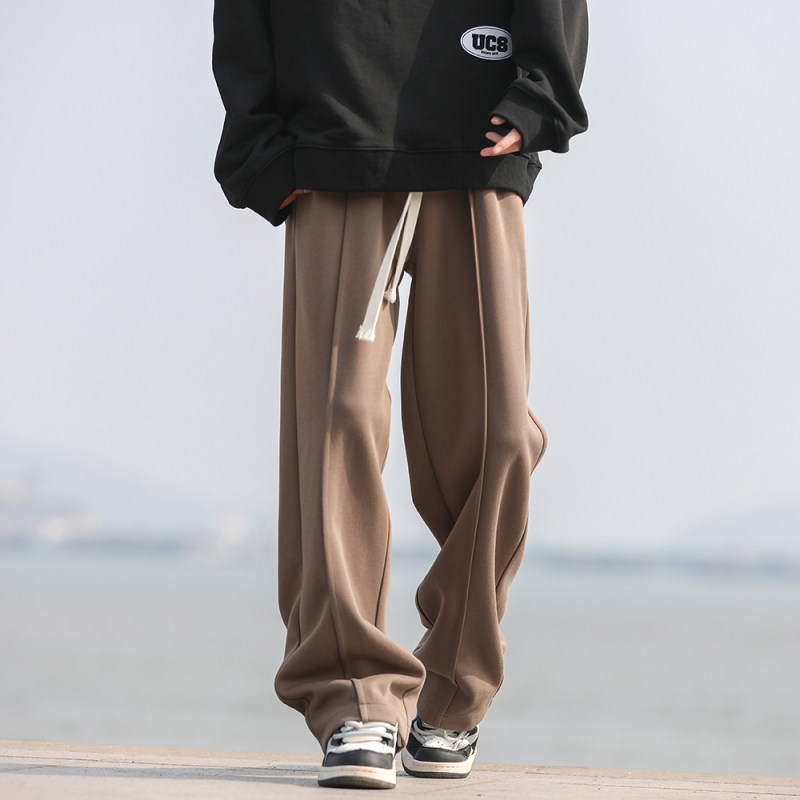 Casual pants men's winter trendy loose straight sweatpants trendy brand American heavyweight wide-leg sports trousers