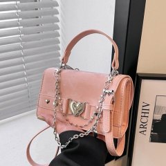 Korean style fashion handbag women's new fashion love lock small square bag simple shoulder crossbody bag