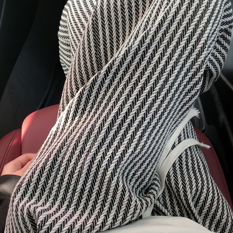 Black and white vertical striped pants women's high waist drapey wide leg pants casual woolen cotton pants
