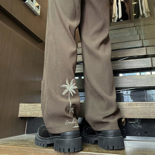 New autumn style, interior large size American straight embroidered trousers