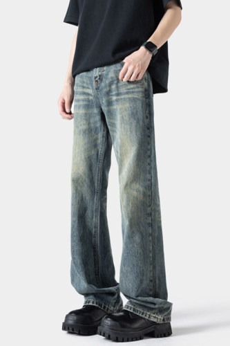 Autumn New Shadowless Wall Large Size American Micro-Large Washed Jeans