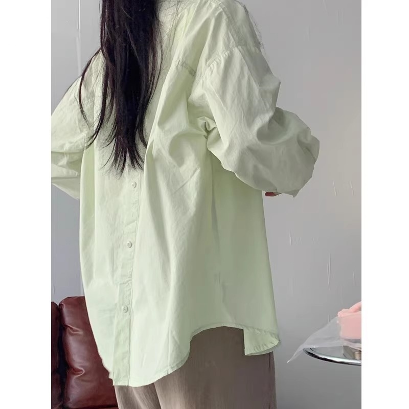 Mint Mambo style mint green sunscreen long-sleeved shirt for women summer new style super nice loose thin jacket top