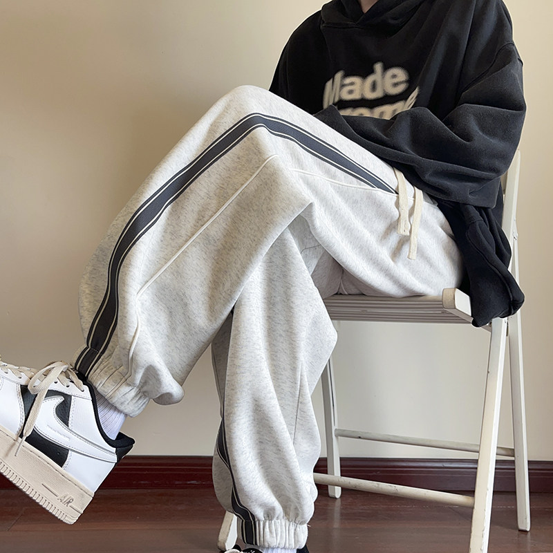 Casual pants men's spring style loose large size leg knitted sports long pants sweatpants