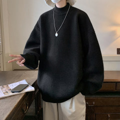 Solid color half turtleneck sweater base layer for men