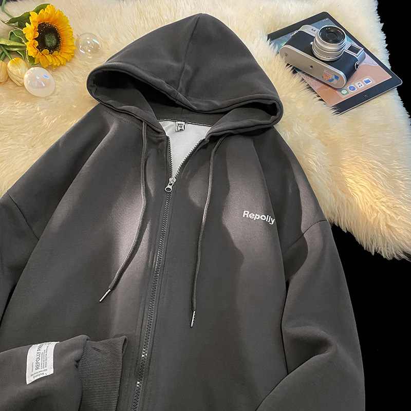 Spring and summer fashion casual loose sports hooded cardigan sweatshirt top blanket