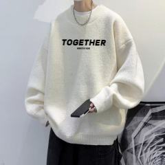 Popular long-sleeved unbranded thickened sweater painted spring loose large size round neck casual youth pullover trend