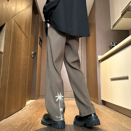 New autumn style, interior large size American straight embroidered trousers