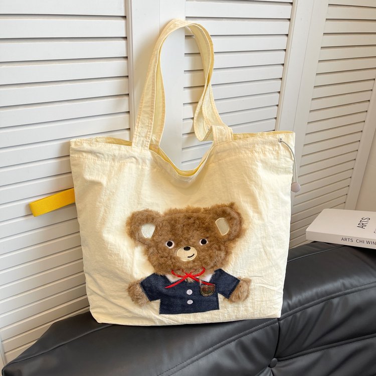 Cute 2024 Western Style Literary Shoulder Cloth Bag Tote Bag Women's Lazy Style Beautiful Large Capacity Commuting Shoulder Bag