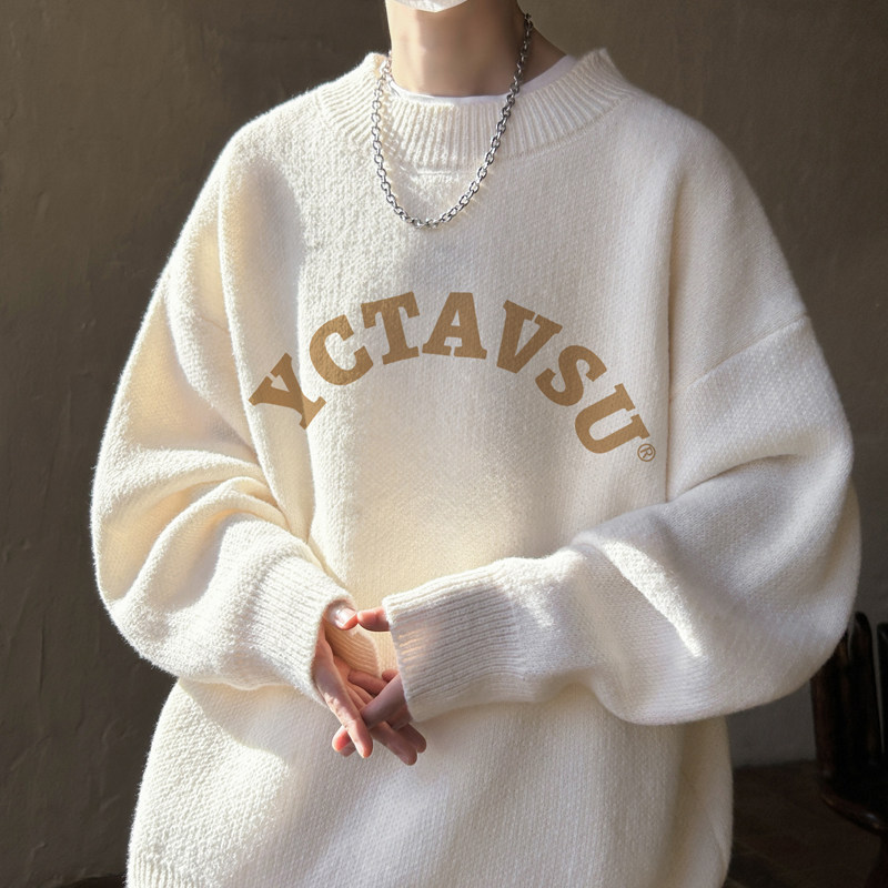 high quality!  Autumn and winter half turtleneck sweater for men, velvet thickened sweater for men, knitted sweater for men
