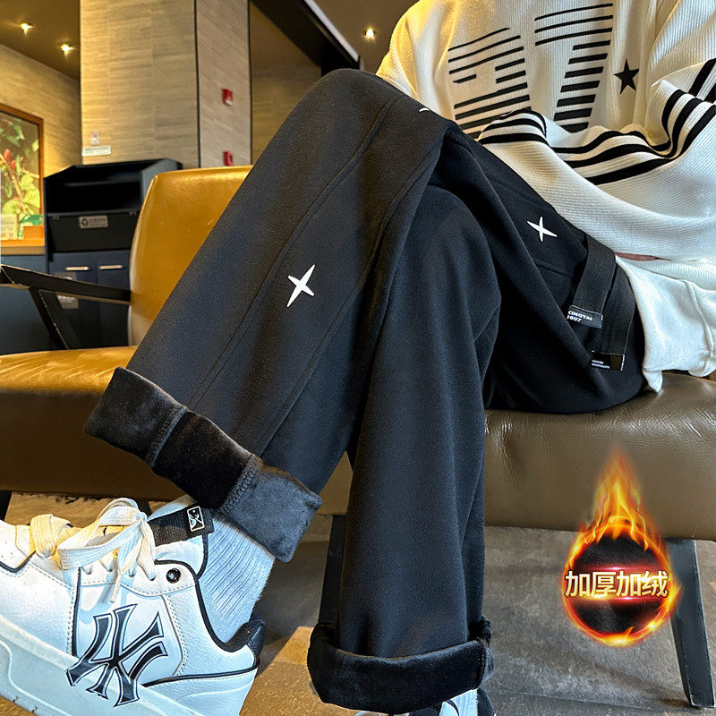 Winter fleece sweatpants star print trousers