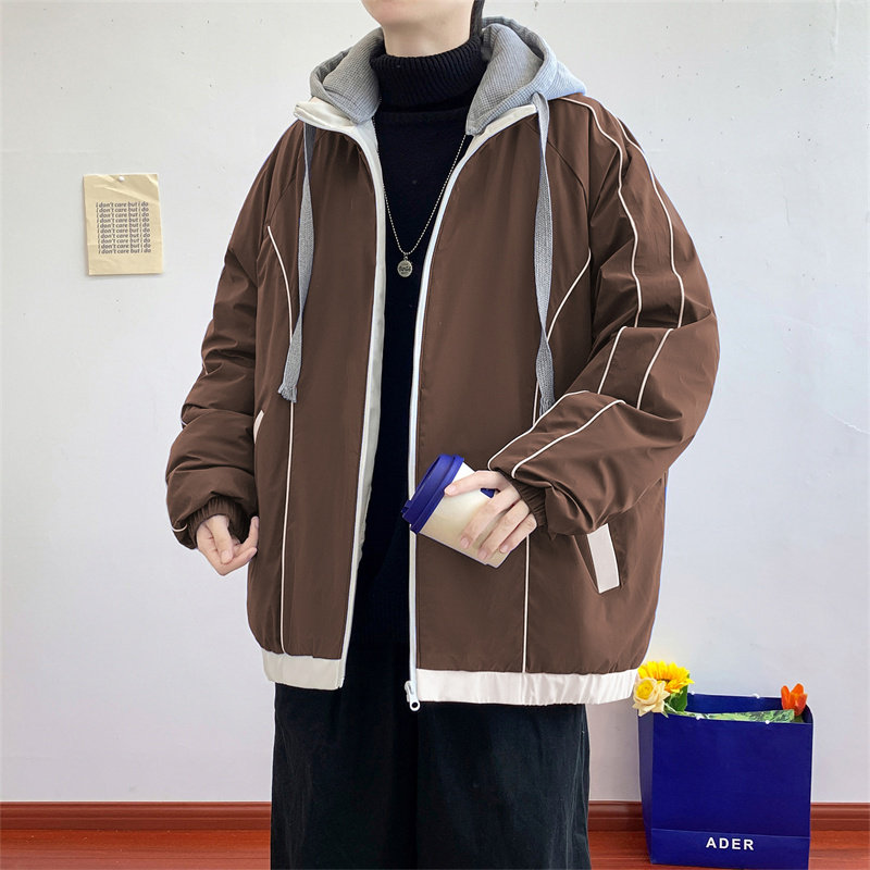 New winter men's hooded casual large size thickened cotton jacket