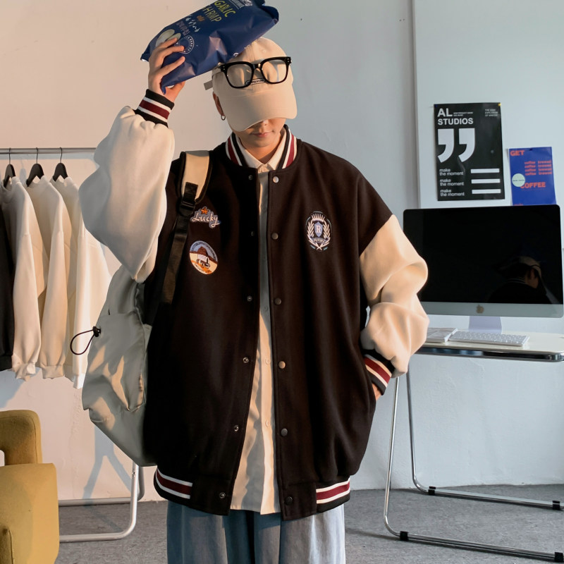 Autumn plus size men's baseball uniform jacket plus fat plus size fat man jacket baseball shirt loose clothes