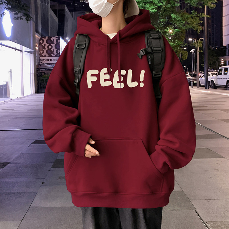 New heavyweight cotton hooded sweatshirt autumn and winter coat printed hoodie autumn and winter coat