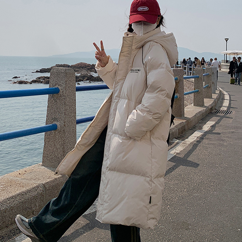 Long down jacket for women 2024 winter new style mid-length cotton coat Korean style thickened over-the-knee couple jacket