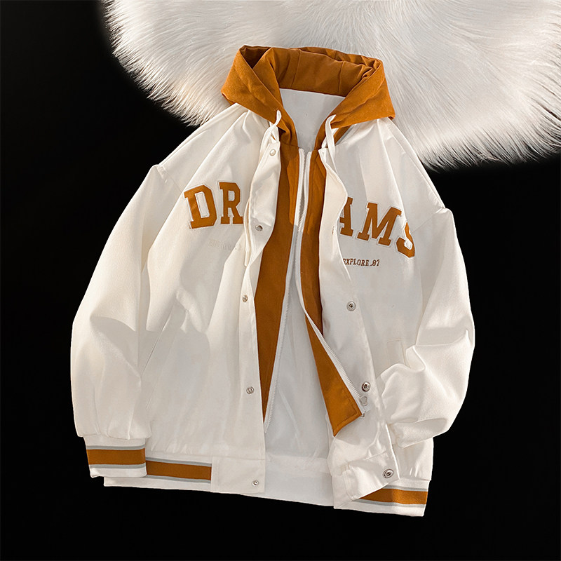 Fake two piece jacket autumn new style trendy hooded