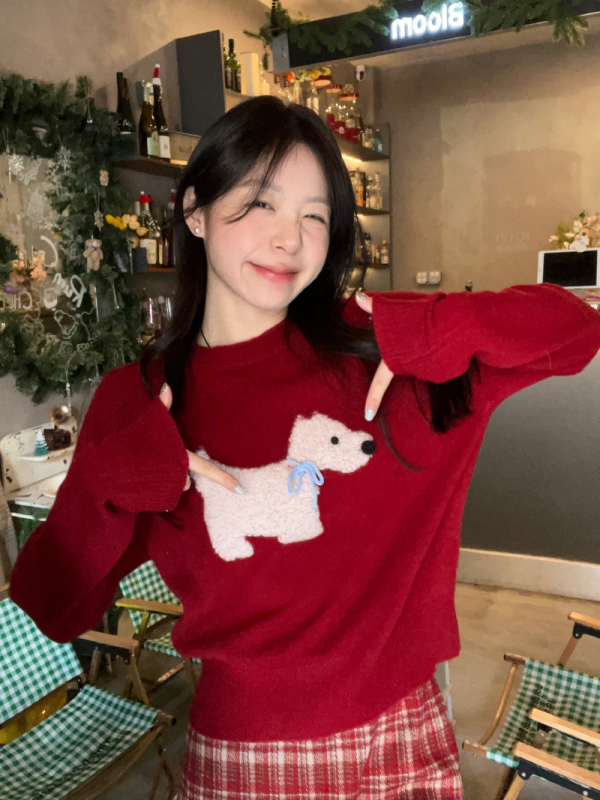 Popular design New Year three-dimensional lamb wool puppy sweater