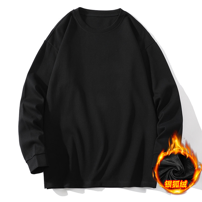 New velvet thickened solid color trendy Korean style loose round neck casual sweatshirt