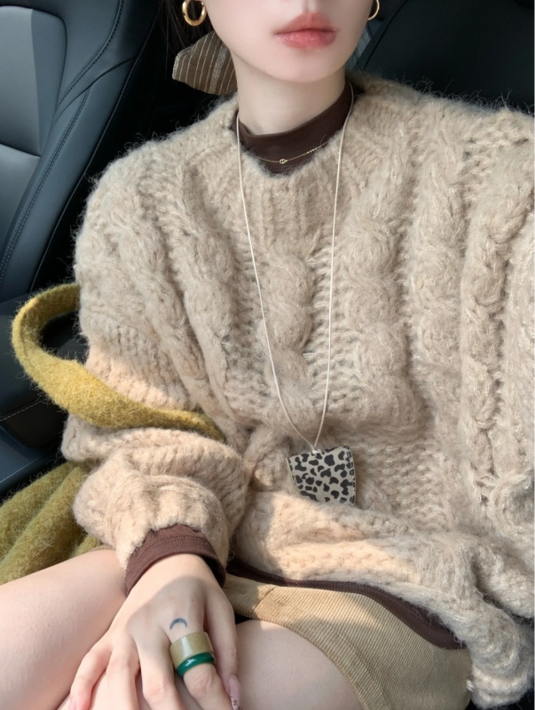 Retro twist casual sweater + corduroy skirt