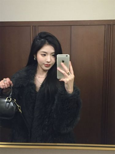Temperament atmosphere dyed lapel eco-friendly warm loose fur coat
