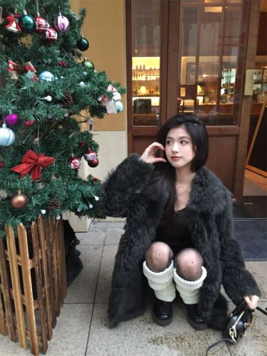 Temperament atmosphere dyed lapel eco-friendly warm loose fur coat