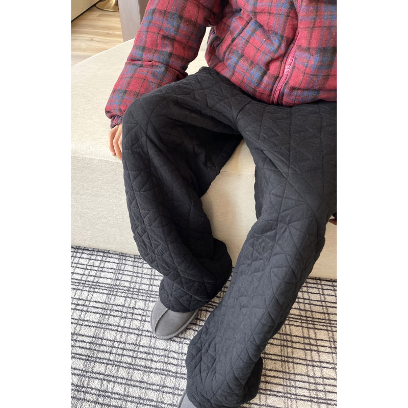 Winter cotton trousers irregular rhombus pressed loose straight leg loose casual trousers