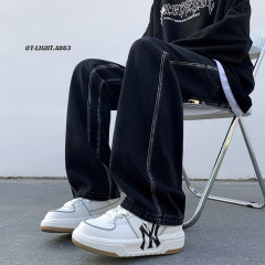 American ins high street hiphop heavy craftsmanship washed splicing tie dye straight jeans item number