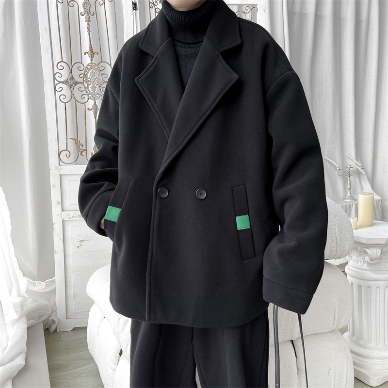 Autumn and winter suits, double-breasted woolen coats, men's loose, large-size woolen jackets, woolen jackets