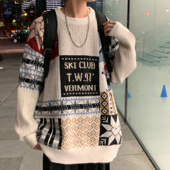 Autumn thickened round neck sweater men's sweater student loose trendy large size top jacket